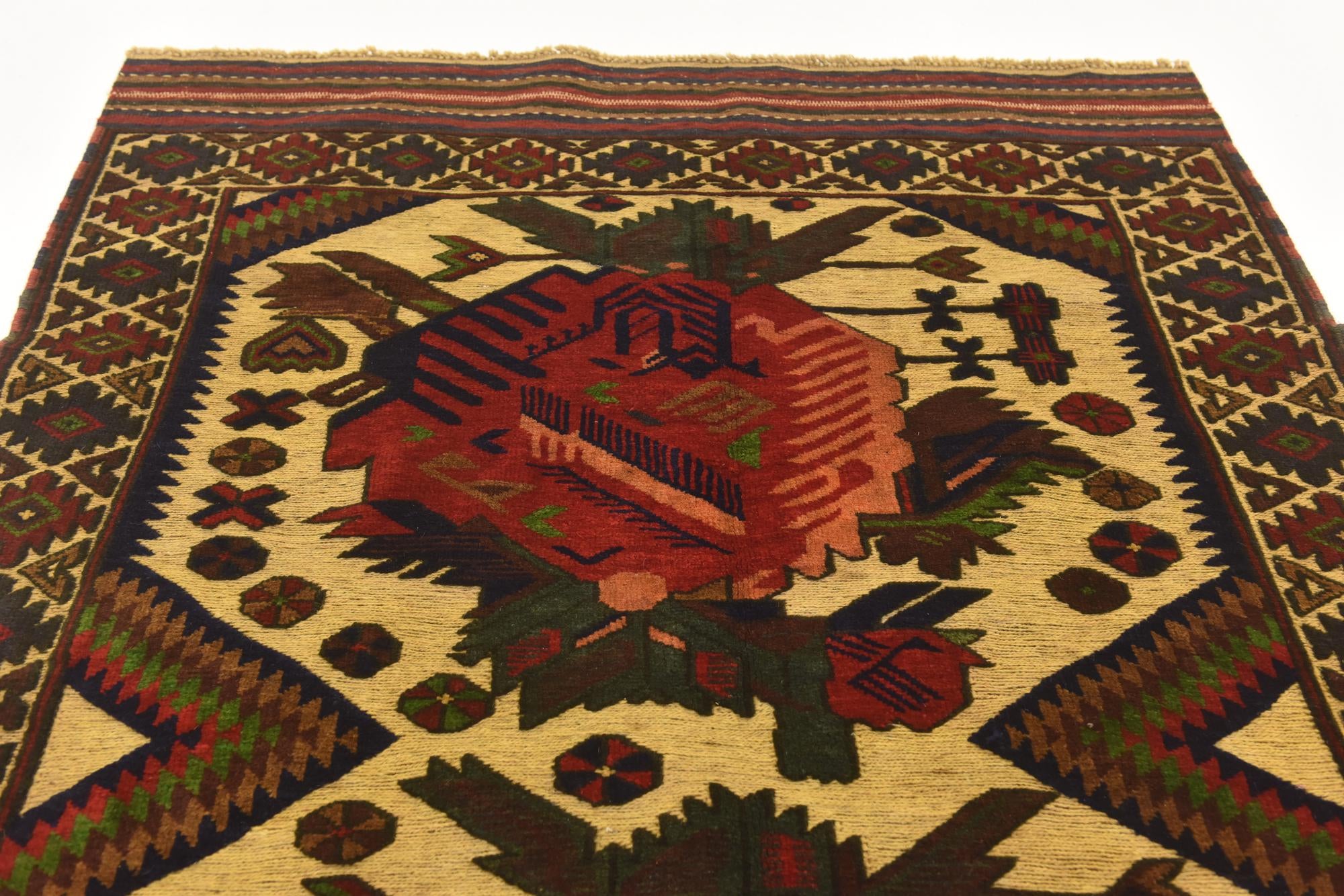 4' 1 x 6' 4 Hand Knotted Sumak Wool Rug