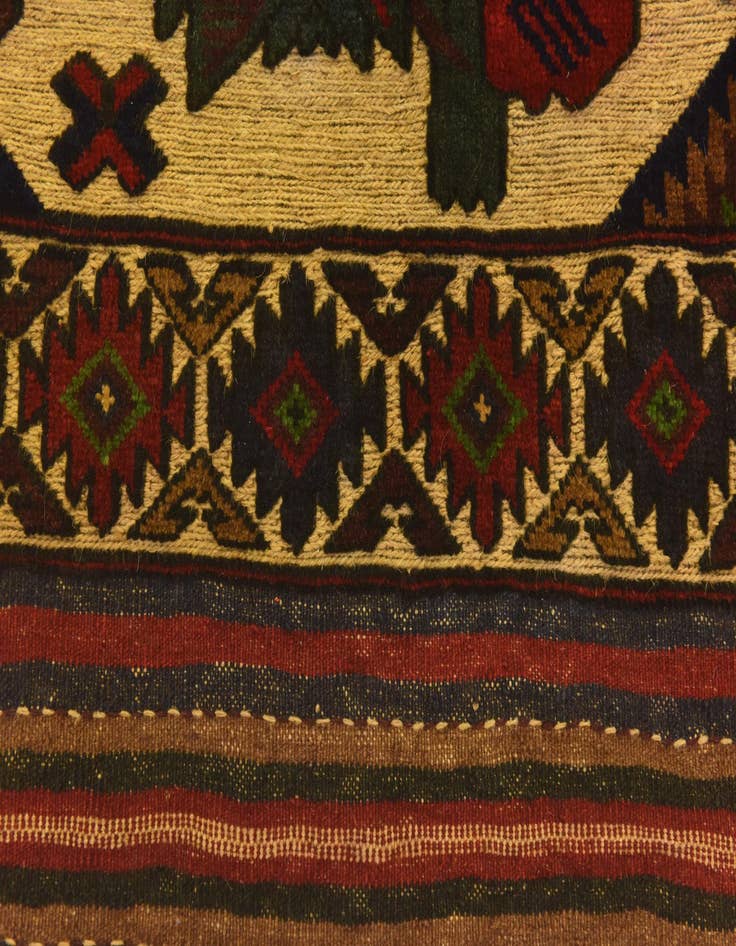Detail image of 4' 1 x 6' 4  Hand Knotted Sumak Wool Rug