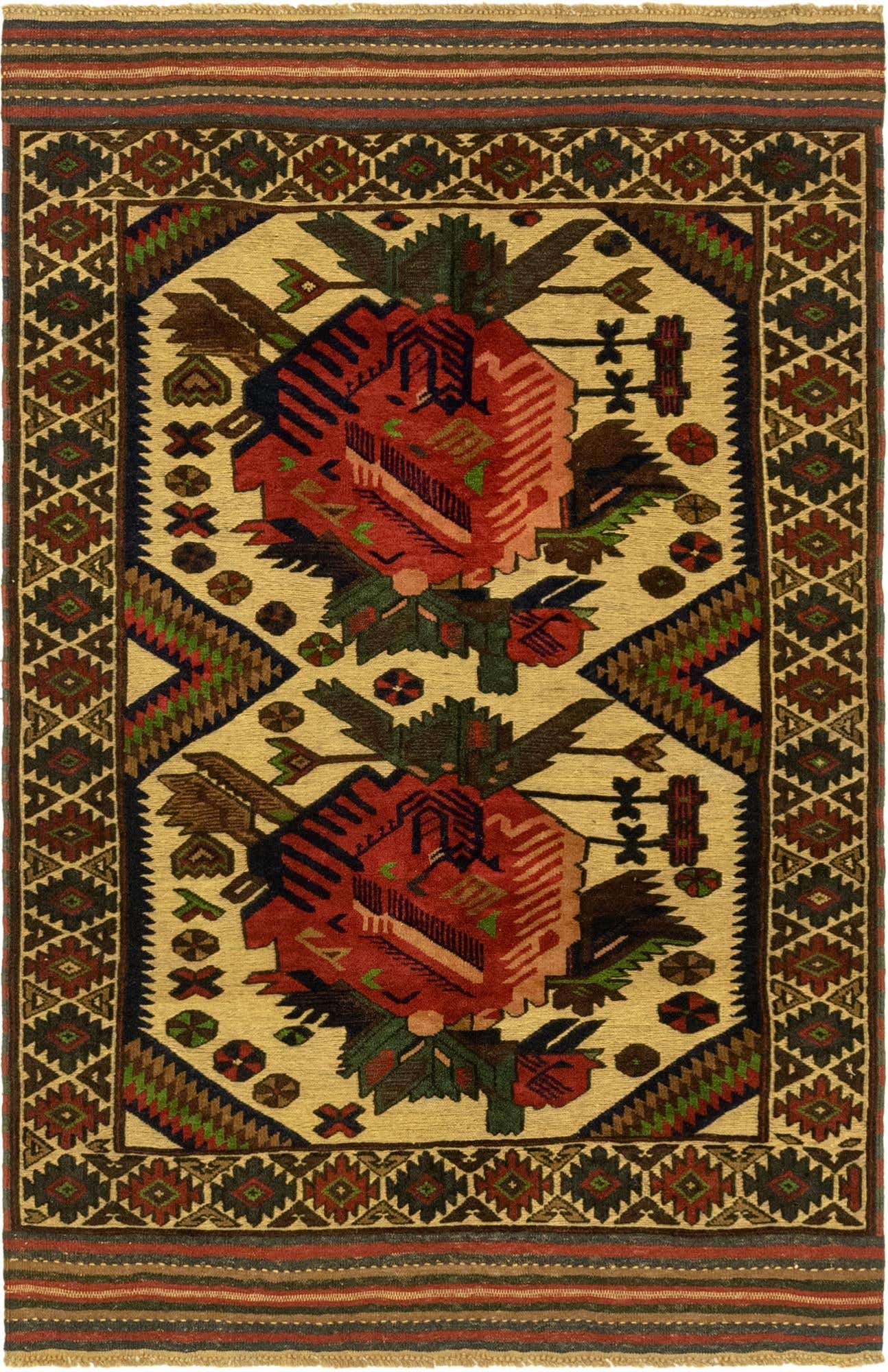 4' 1 x 6' 4 Hand Knotted Sumak Wool Rug