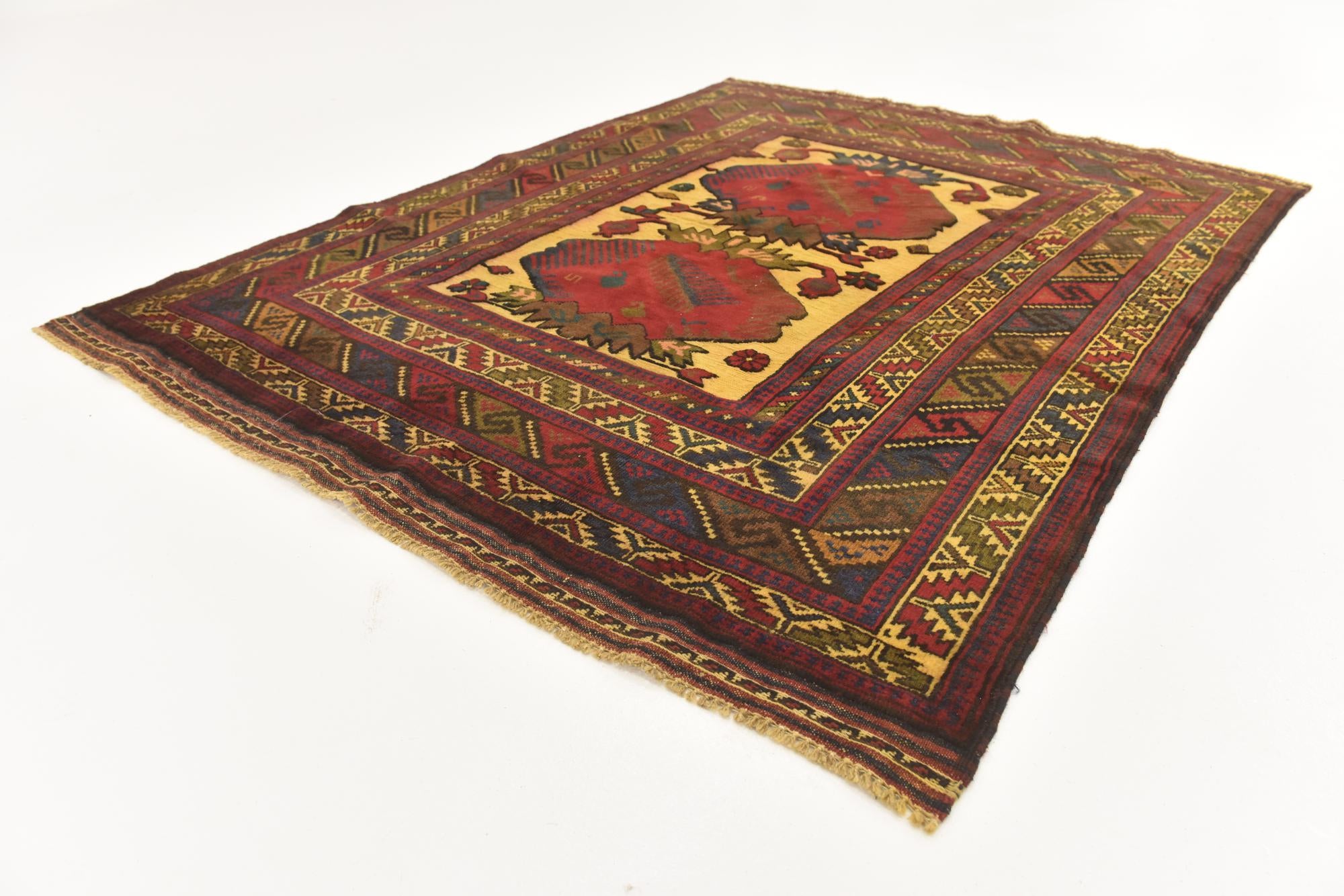 4' 4 x 5' 9 Hand Knotted Sumak Wool Rug