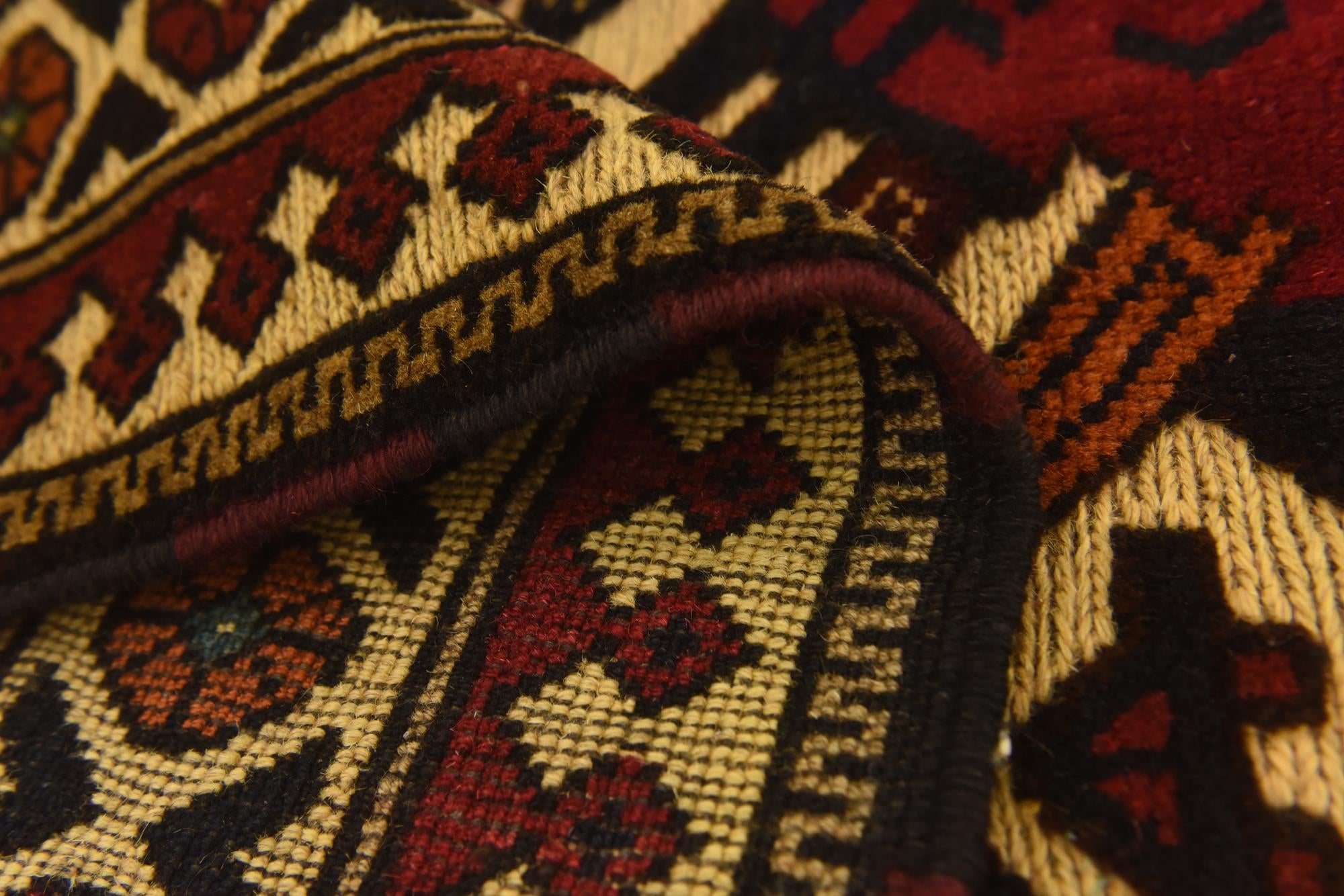 4' 3 x 6' 4 Hand Knotted Sumak Wool Rug