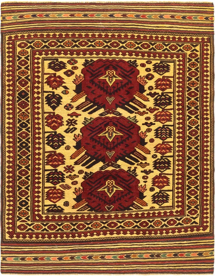 Detail image of 4' 3 x 6' 4 Hand Knotted Sumak Wool Rug