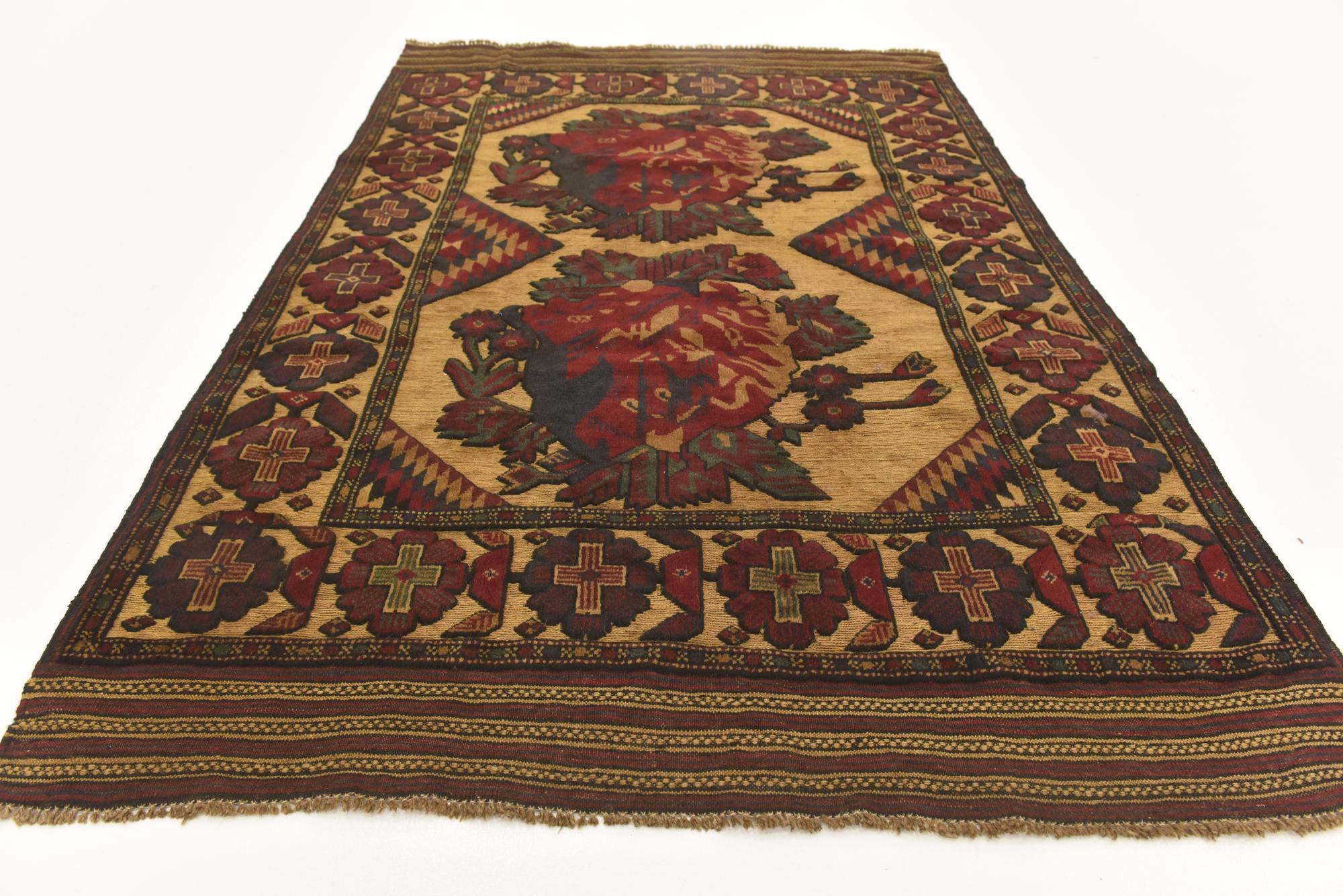 4' 3 x 6' 2 Hand Knotted Sumak Wool Rug