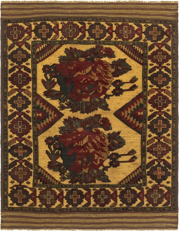 Detail image of 4' 3 x 6' 2 Hand Knotted Sumak Wool Rug