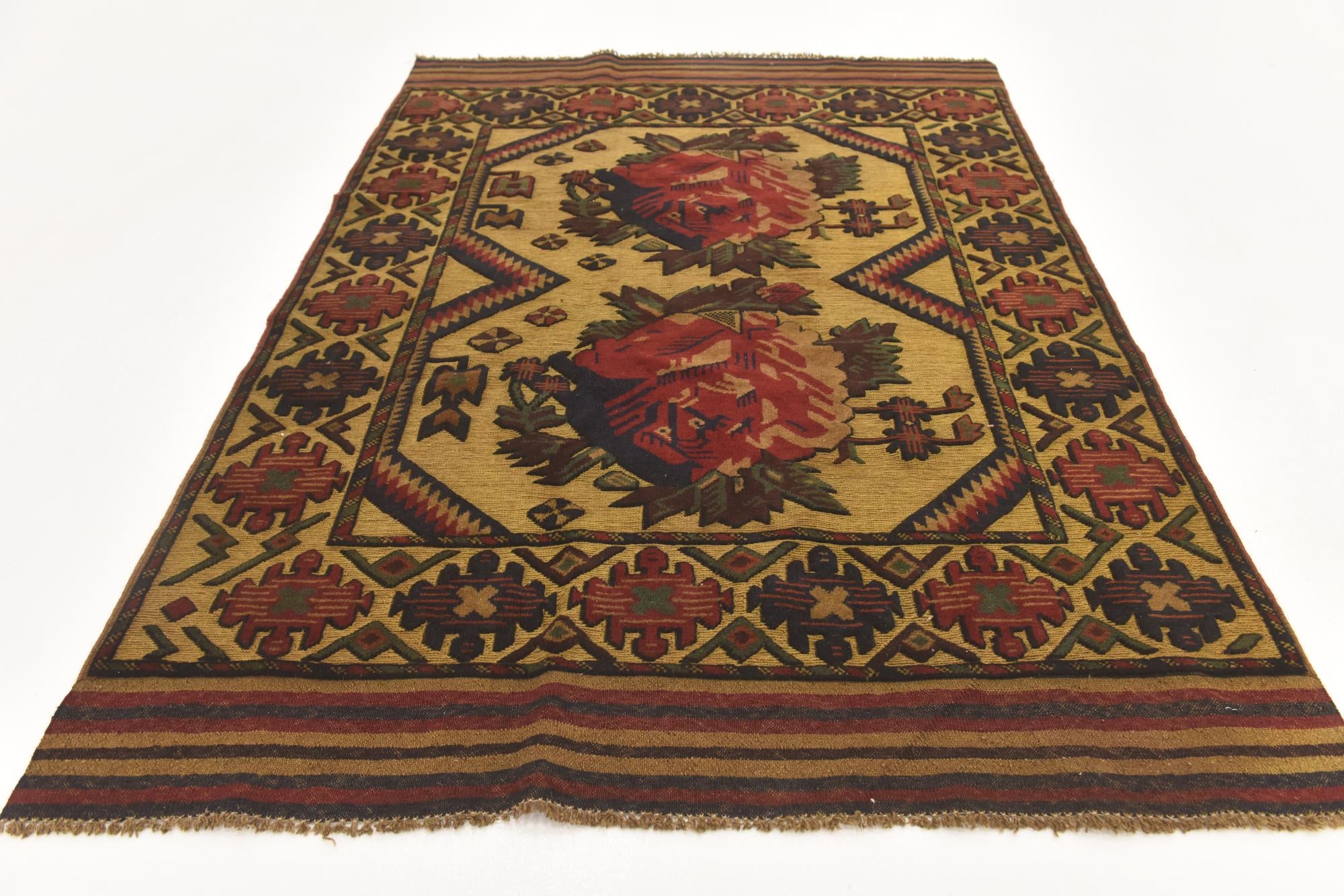 4' x 5' 11 Hand Knotted Sumak Wool Rug