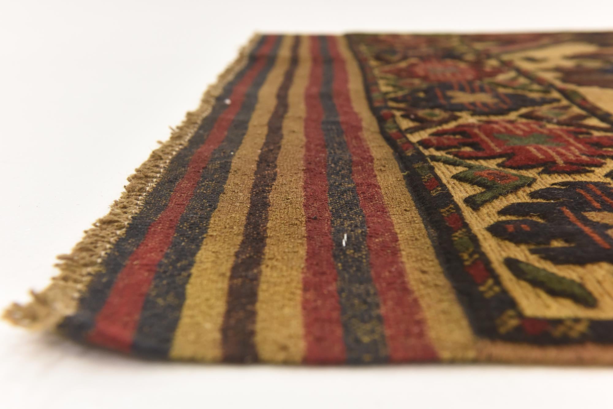 4' x 5' 11 Hand Knotted Sumak Wool Rug