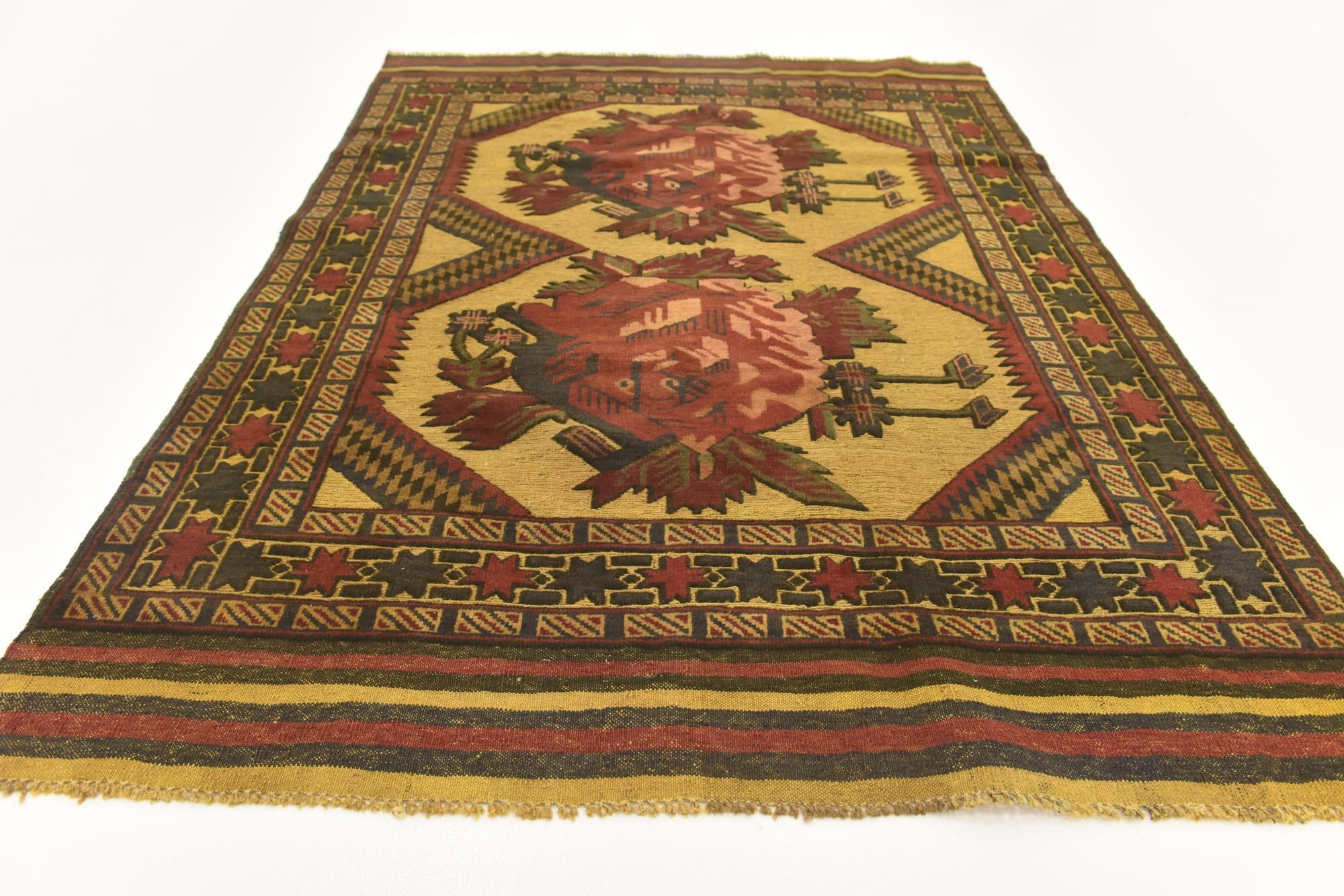 4' 2 x 5' 9 Hand Knotted Sumak Wool Rug