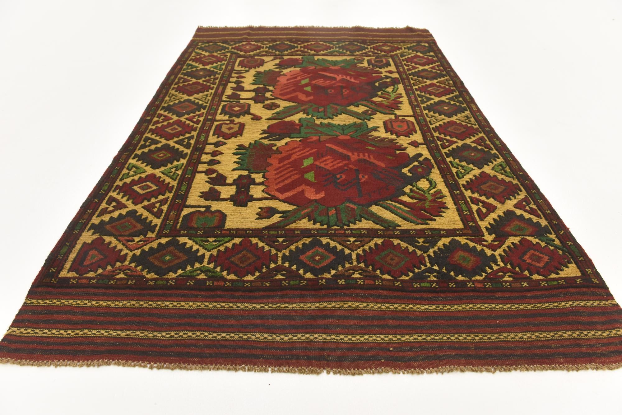4' 1 x 6' 6 Hand Knotted Sumak Wool Rug