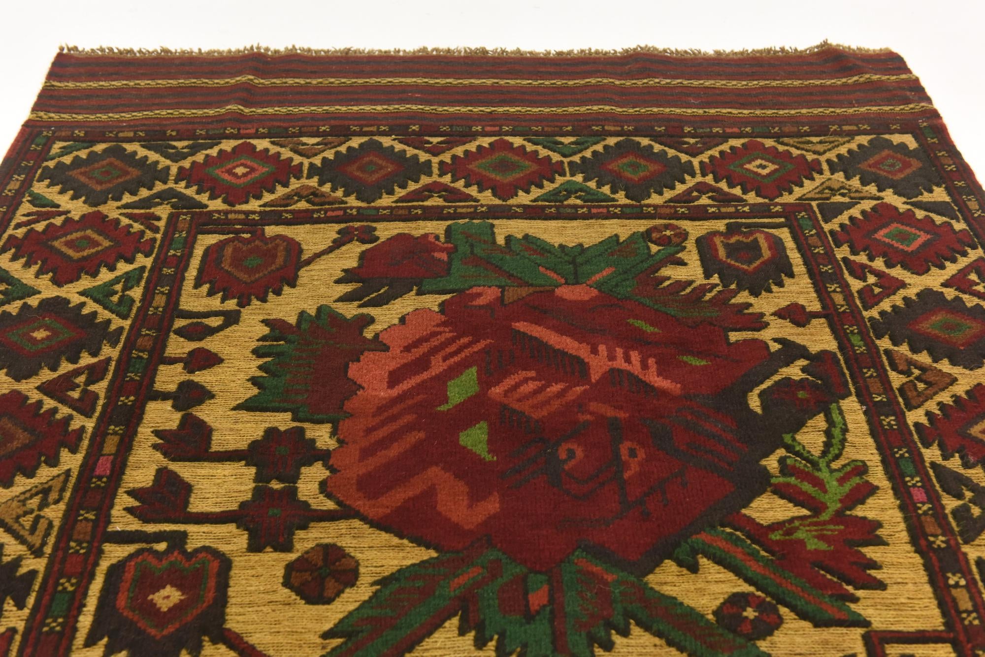 4' 1 x 6' 6 Hand Knotted Sumak Wool Rug