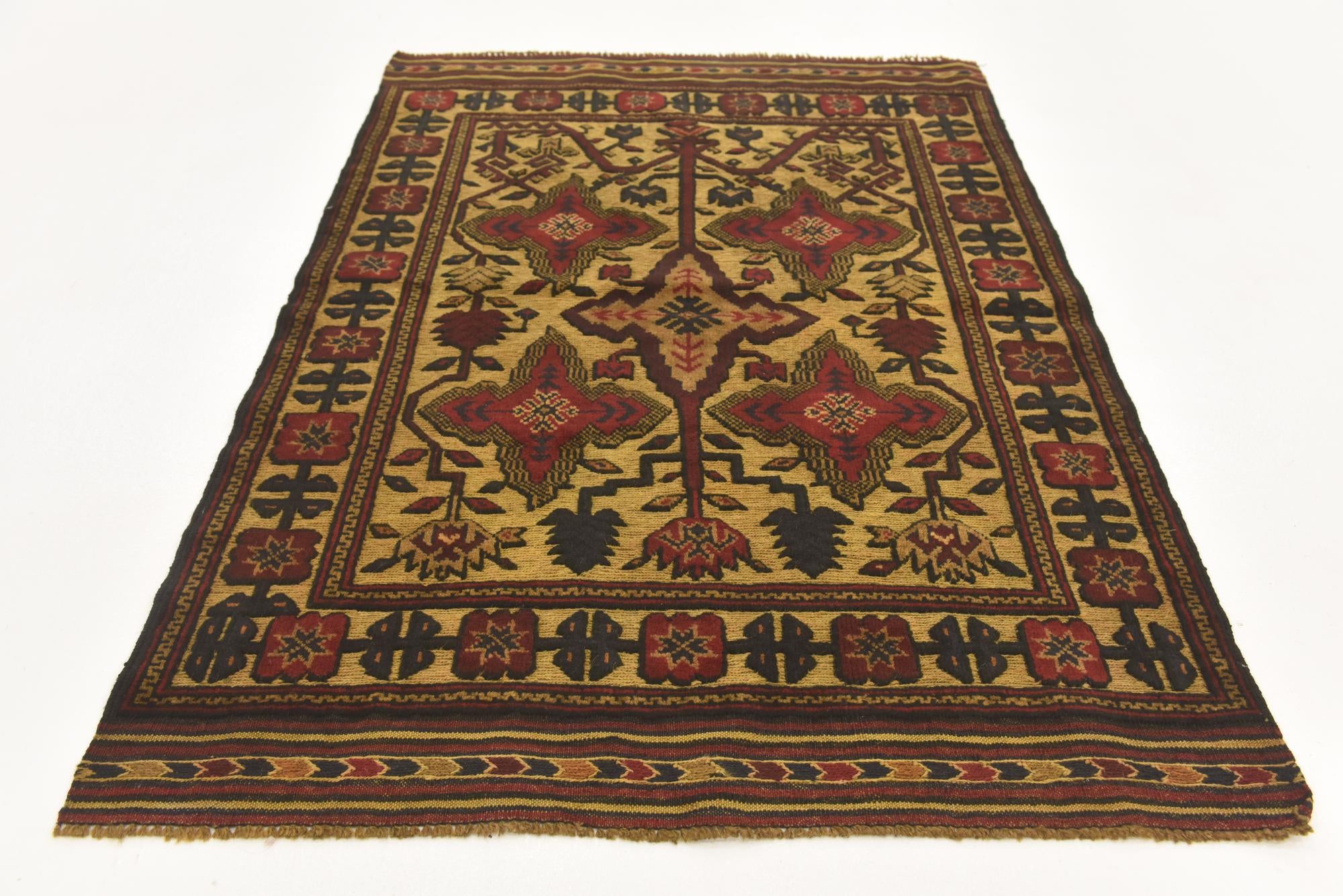 3' x 4' 5 Hand Knotted Sumak Wool Rug