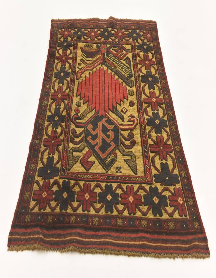 Detail image of 2' 8 x 4' 1 Hand Knotted Sumak Wool Rug