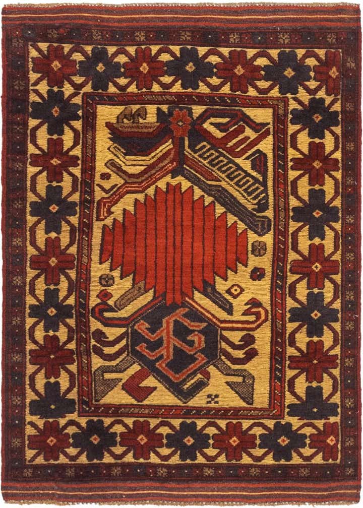 2' 8 x 4' 1 Hand Knotted Sumak Wool Rug