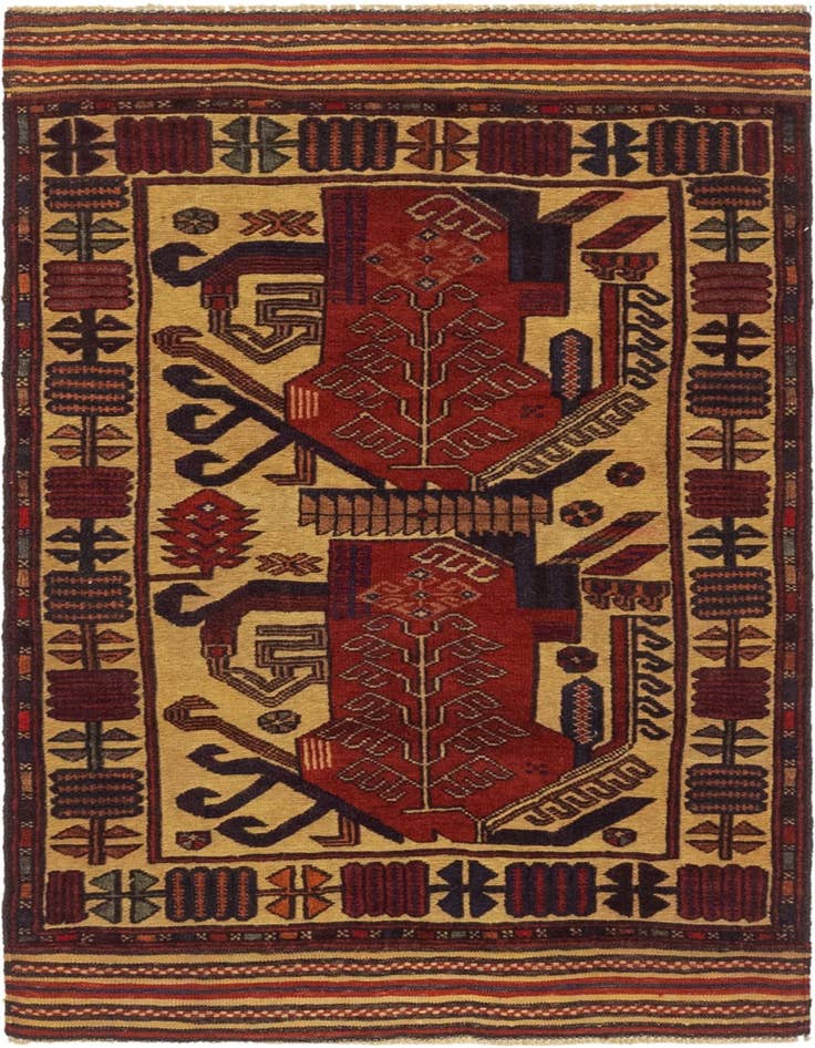 Detail image of 2' 10 x 4' 10 Hand Knotted Sumak Wool Rug