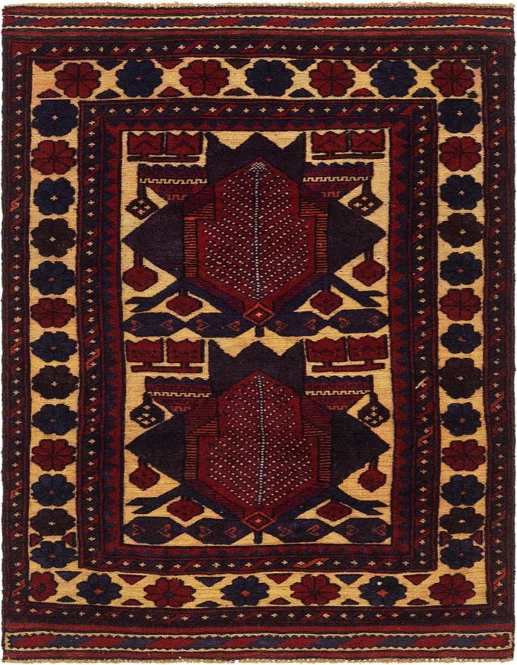 Detail image of 2' 8 x 4' 9 Hand Knotted Sumak Wool Rug
