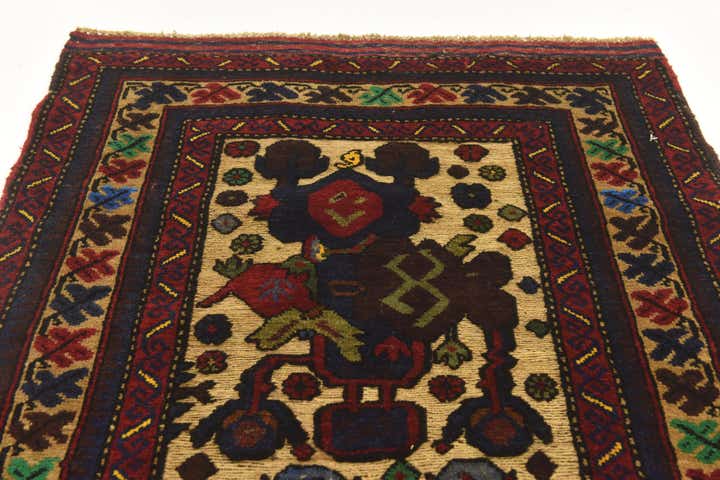 2' 11 x 4' 3 Hand Knotted Sumak Wool Rug