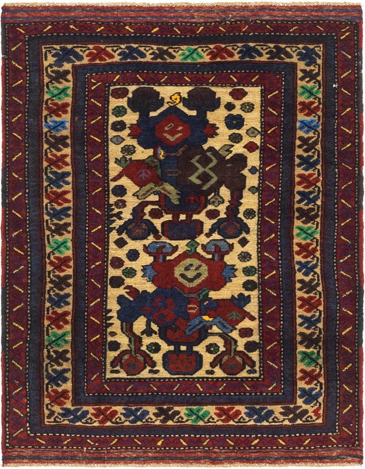 Detail image of 2' 11 x 4' 3 Hand Knotted Sumak Wool Rug