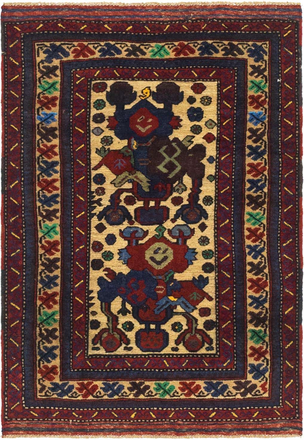 2' 11 x 4' 3 Hand Knotted Sumak Wool Rug