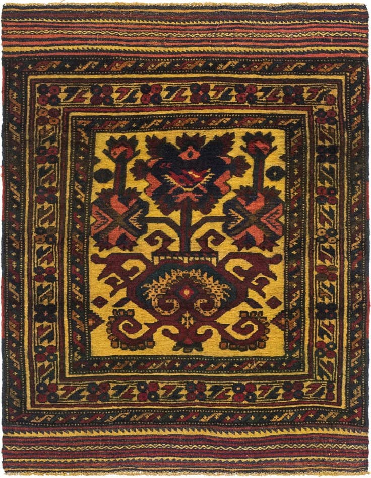 Detail image of 2' 10 x 4' 5 Hand Knotted Sumak Wool Rug