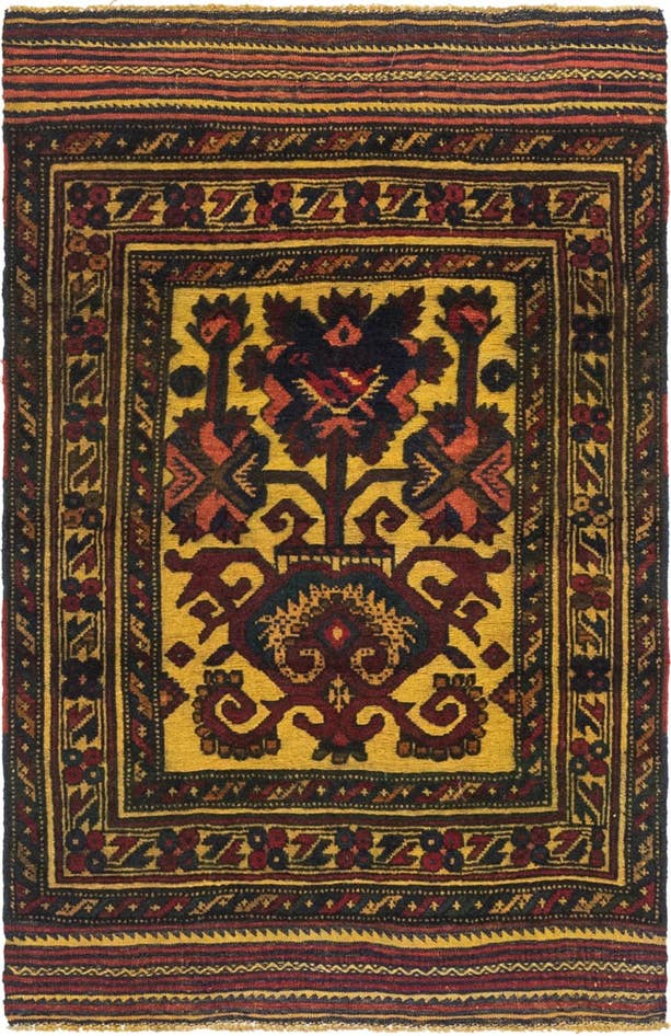 Detail image of 2' 10 x 4' 5 Hand Knotted Sumak Wool Rug