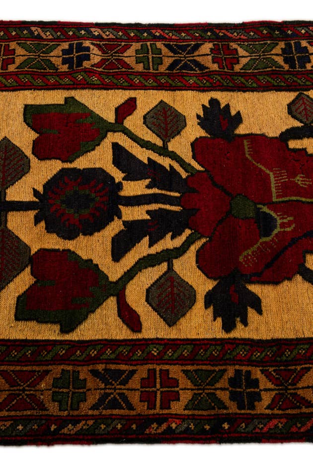 Detail image of 2' 10 x 4' 8 Hand Knotted Sumak Wool Rug