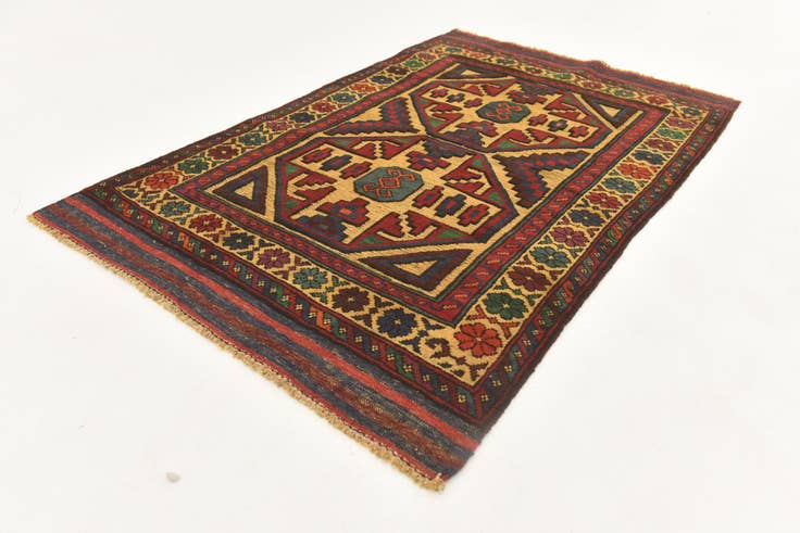 Detail image of 2' 10 x 4' 7 Hand Knotted Sumak Wool Rug