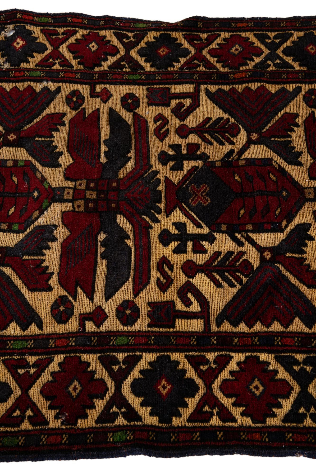 3' 1 x 4' 9 Hand Knotted Sumak Wool Rug
