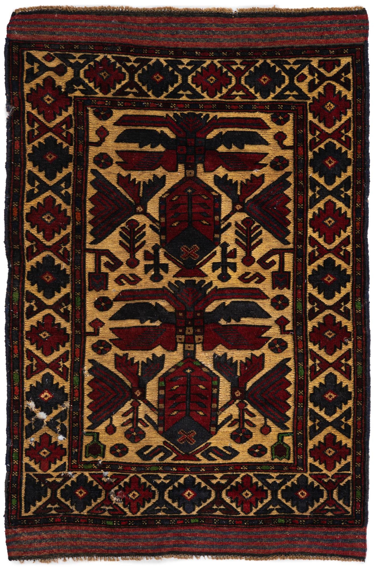 3' 1 x 4' 9 Hand Knotted Sumak Wool Rug