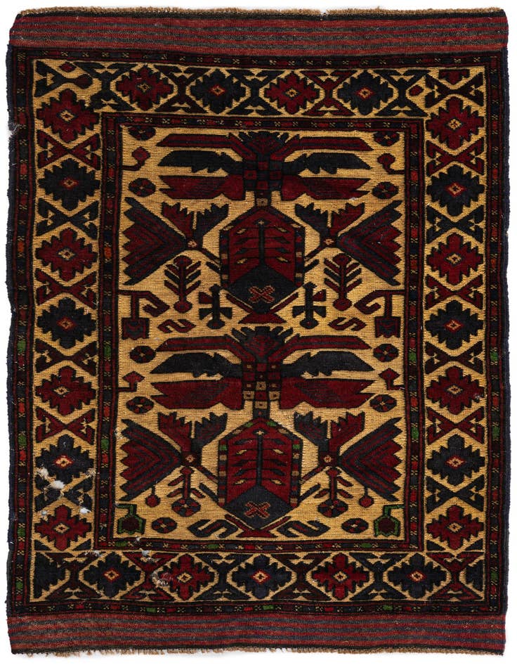 Detail image of 3' 1 x 4' 9 Hand Knotted Sumak Wool Rug