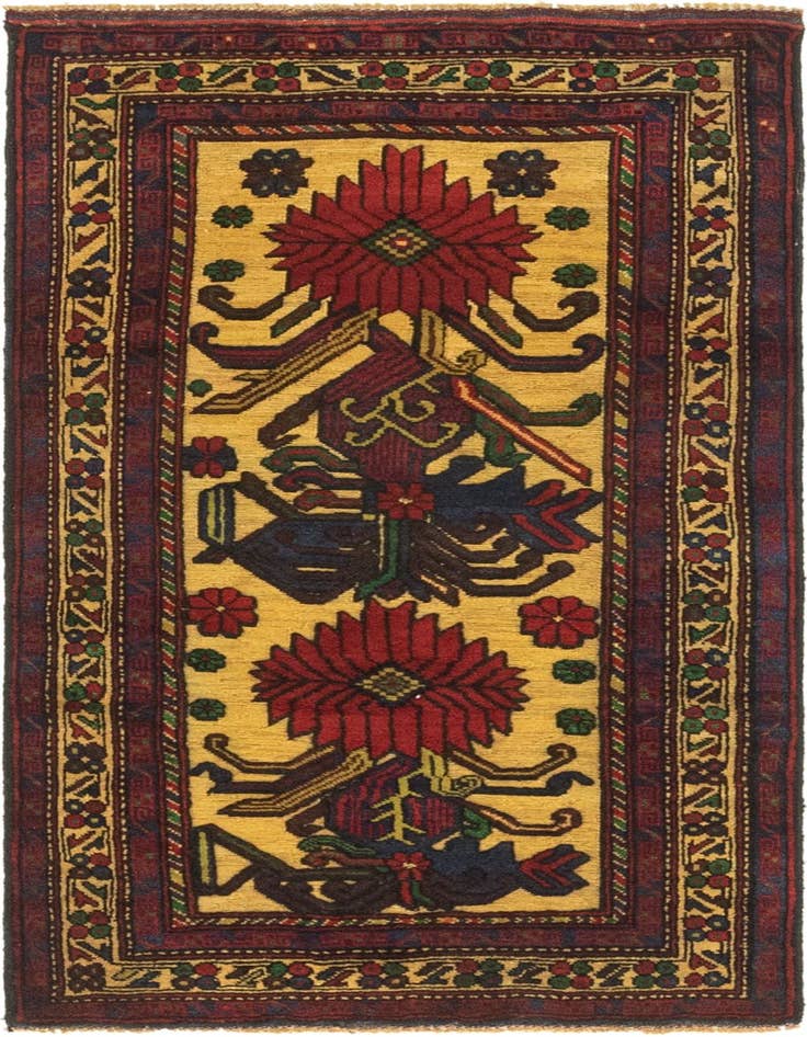 Detail image of 2' 8 x 4' 11 Hand Knotted Sumak Wool Rug
