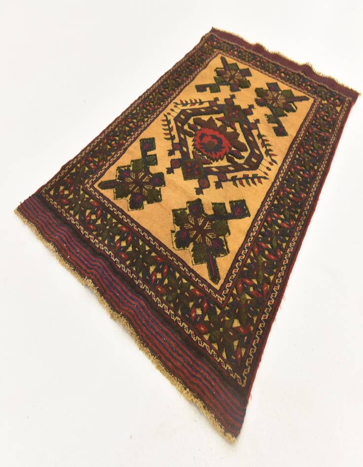 Detail image of 2' 10 x 4' 4  Hand Knotted Sumak Wool Rug