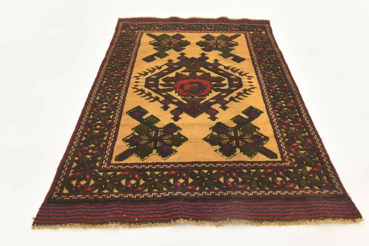 Detail image of 2' 10 x 4' 4 Hand Knotted Sumak Wool Rug
