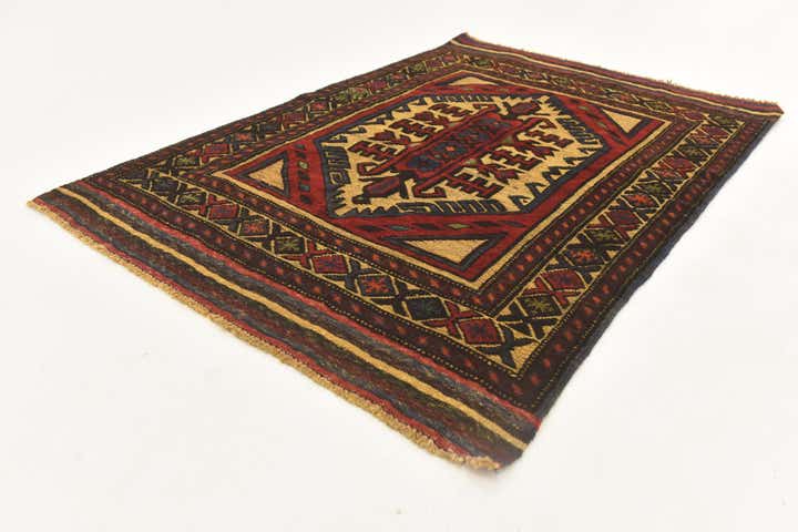 3' 1 x 4' 4 Hand Knotted Sumak Wool Rug