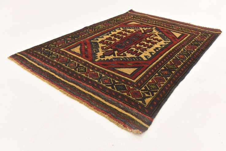 Detail image of 3' 1 x 4' 4 Hand Knotted Sumak Wool Rug