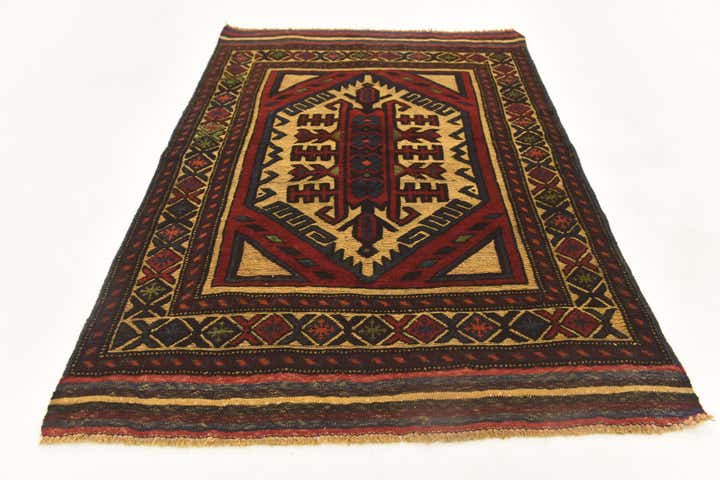 3' 1 x 4' 4 Hand Knotted Sumak Wool Rug