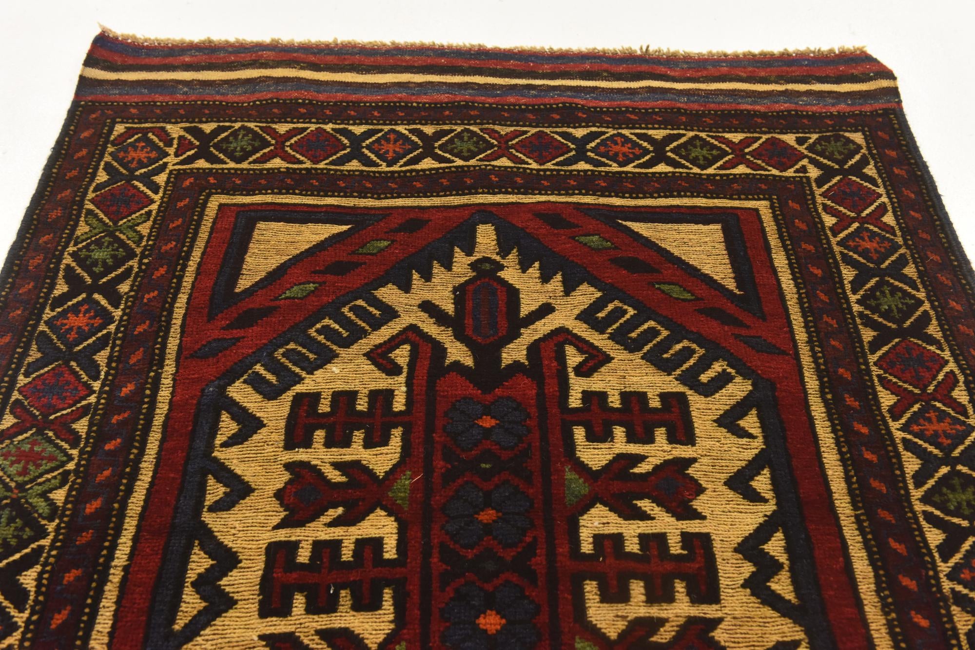 3' 1 x 4' 4 Hand Knotted Sumak Wool Rug
