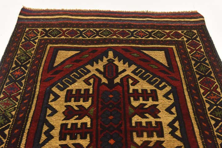 3' 1 x 4' 4 Hand Knotted Sumak Wool Rug