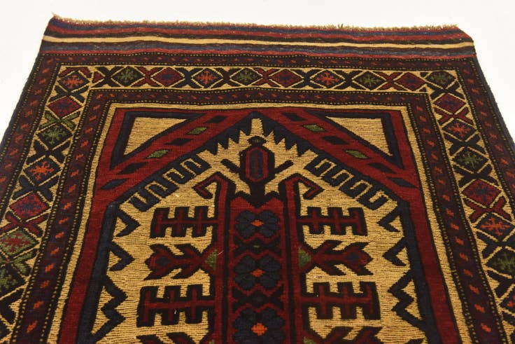 Detail image of 3' 1 x 4' 4 Hand Knotted Sumak Wool Rug