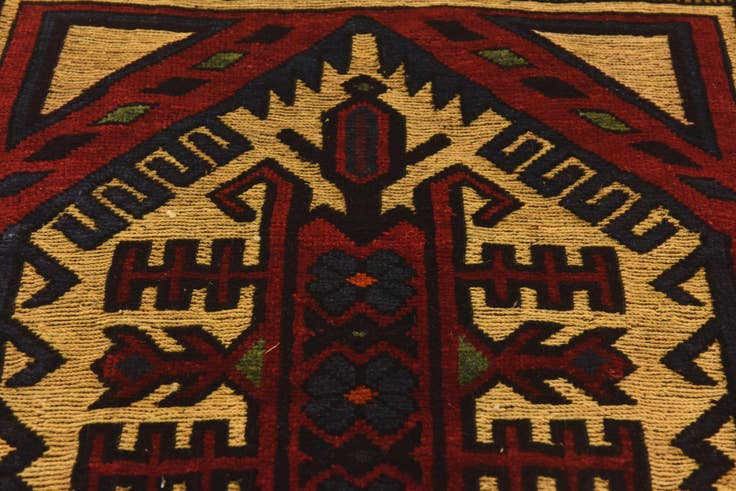 Detail image of 3' 1 x 4' 4 Hand Knotted Sumak Wool Rug