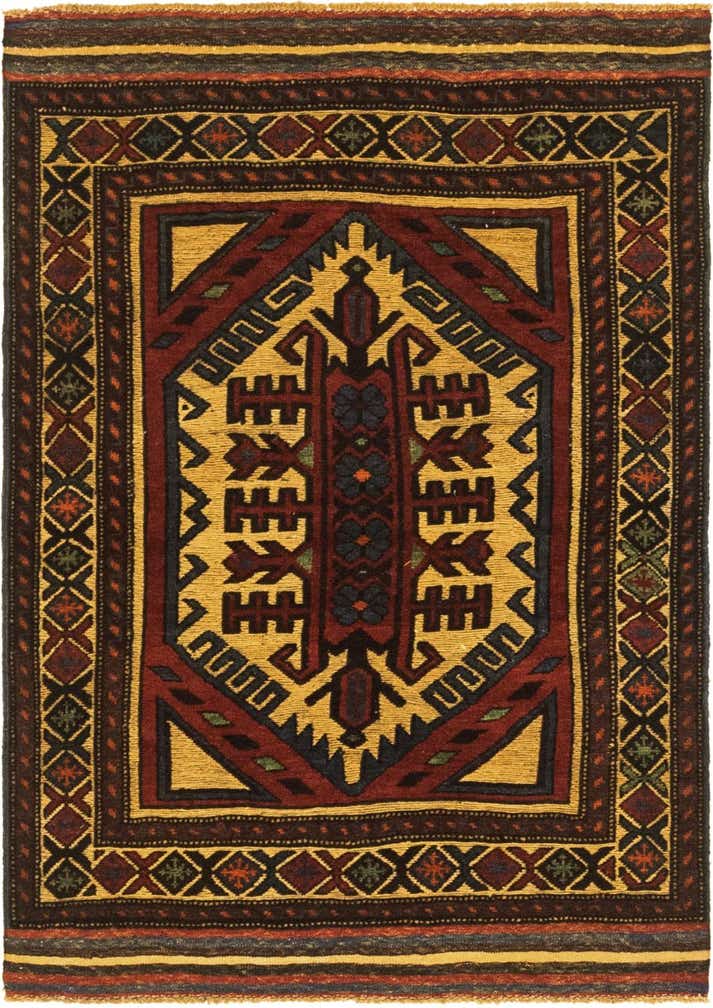3' 1 x 4' 4 Hand Knotted Sumak Wool Rug