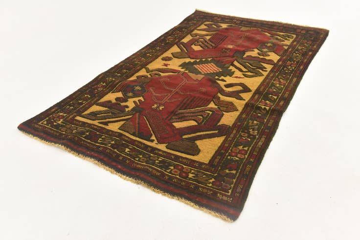 Detail image of 2' 8 x 4' 5 Hand Knotted Sumak Wool Rug