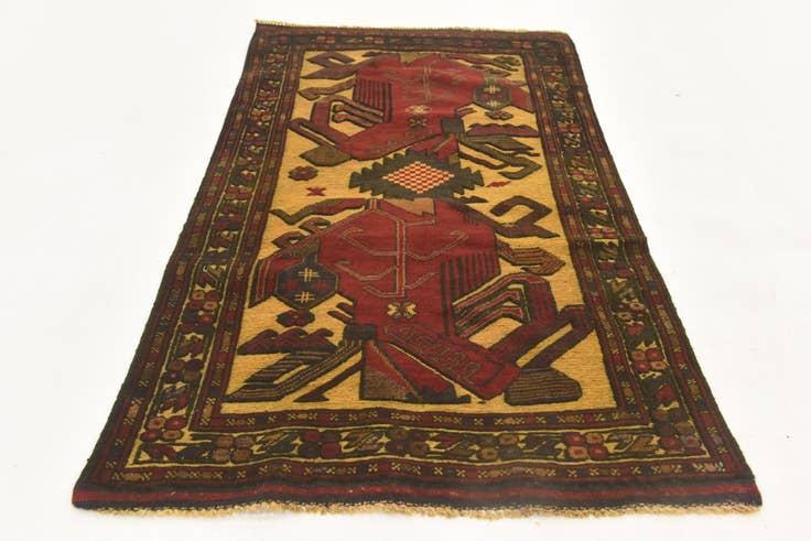 Detail image of 2' 8 x 4' 5 Hand Knotted Sumak Wool Rug