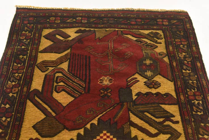 Detail image of 2' 8 x 4' 5 Hand Knotted Sumak Wool Rug