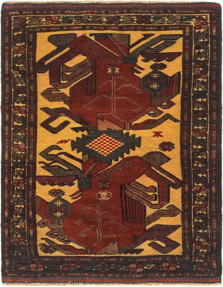 Detail image of 2' 8 x 4' 5 Hand Knotted Sumak Wool Rug
