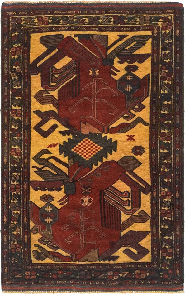 Detail image of 2' 8 x 4' 5 Hand Knotted Sumak Wool Rug