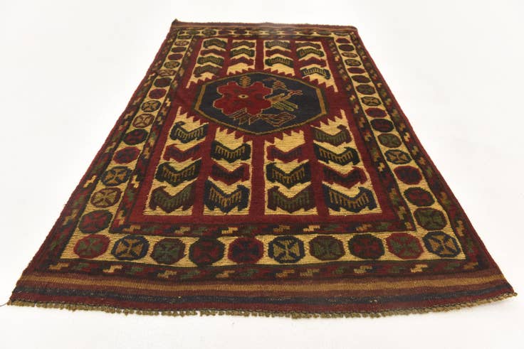Detail image of 2' 9 x 4' 6 Hand Knotted Sumak Wool Rug