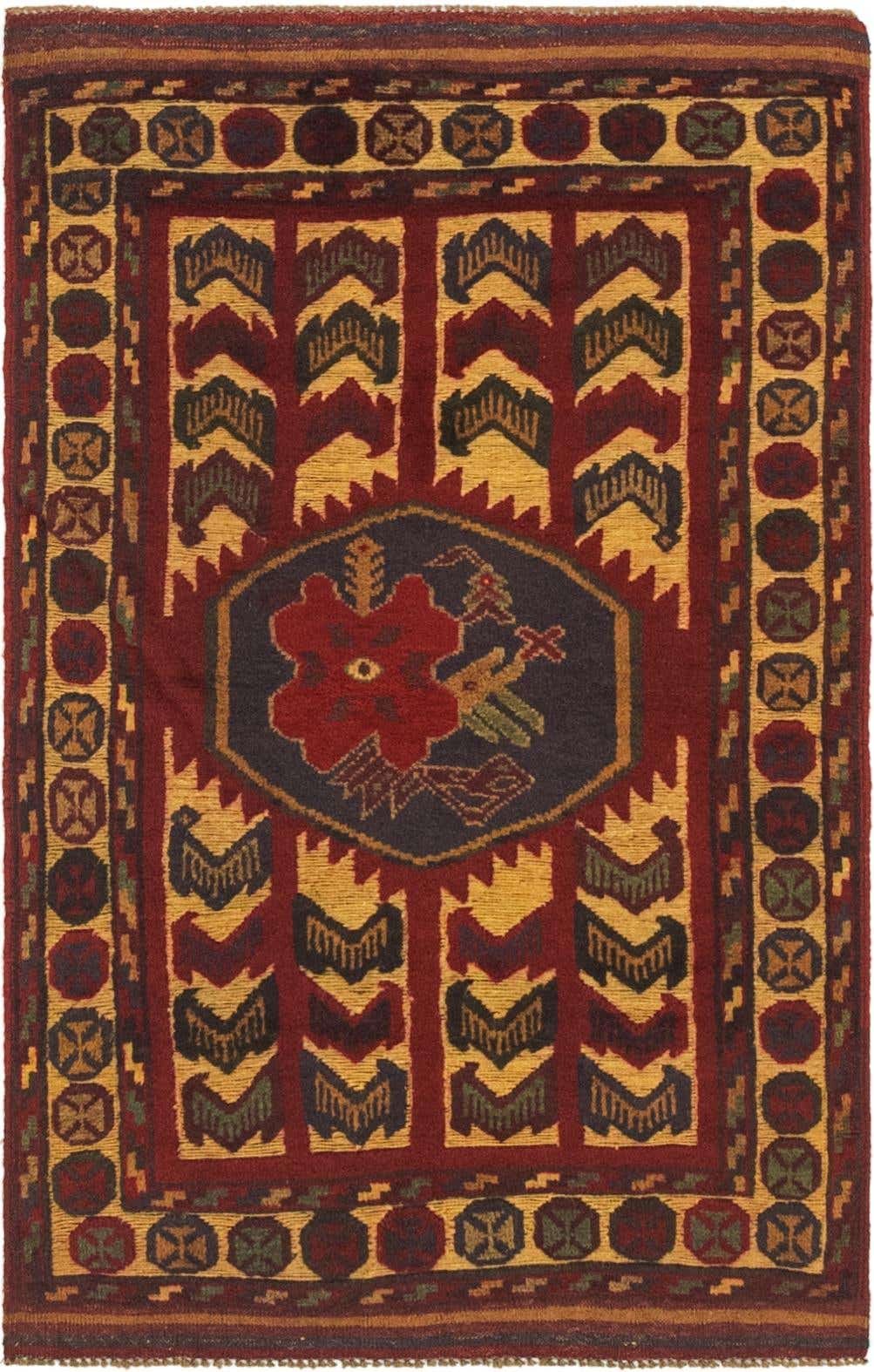 2' 9 x 4' 6 Hand Knotted Sumak Wool Rug