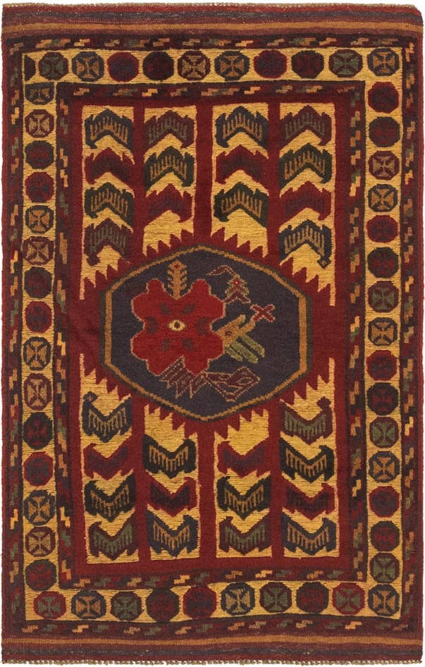 Detail image of 2' 9 x 4' 6 Hand Knotted Sumak Wool Rug