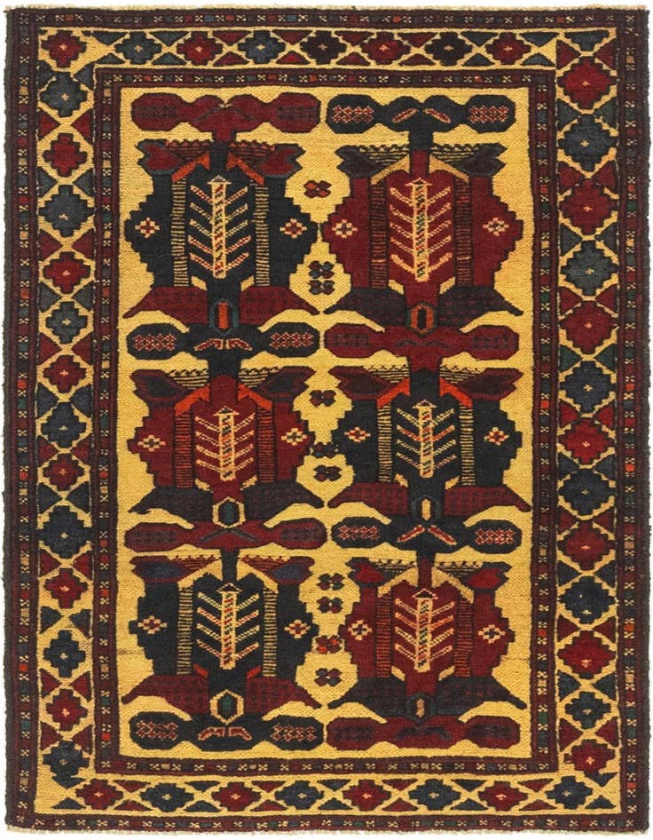 Detail image of 2' 8 x 4' 11 Hand Knotted Sumak Wool Rug