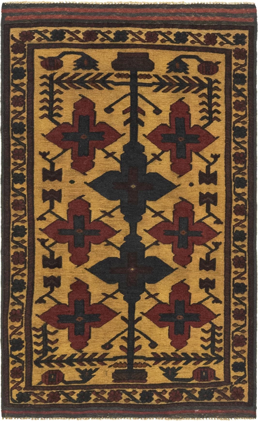 3' 1 x 5' Hand Knotted Sumak Wool Rug