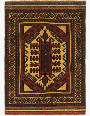 3' 1 x 4' 4 Hand Knotted Sumak Wool Rug